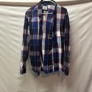 Express Men's Plaid Shirt Jacket in Blue and Red